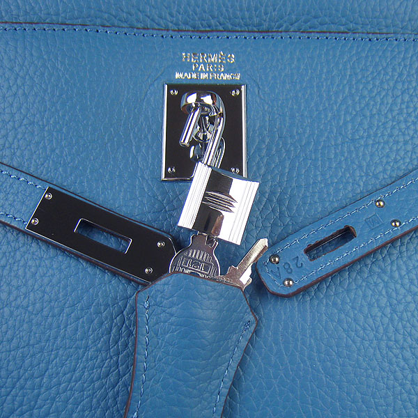 High Quality Hermes Kelly 35CM Togo Leather Bag Middle Blue 6308 - Click Image to Close